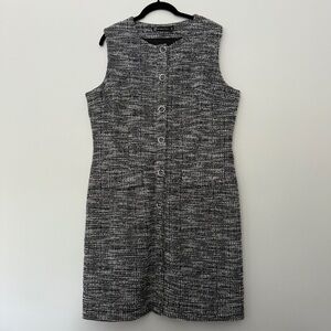 New York & Company Black, White & Green Tweed Sheath Dress